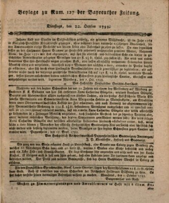 Bayreuther Zeitung Dienstag 22. Oktober 1793