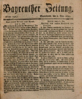 Bayreuther Zeitung Samstag 2. November 1793