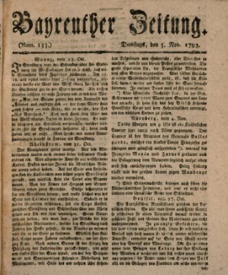 Bayreuther Zeitung Dienstag 5. November 1793