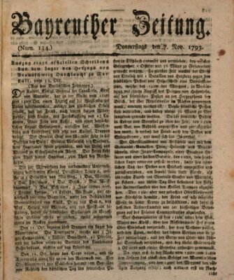 Bayreuther Zeitung Donnerstag 7. November 1793