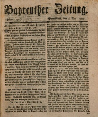 Bayreuther Zeitung Samstag 9. November 1793