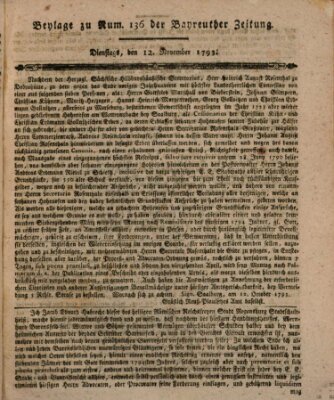 Bayreuther Zeitung Dienstag 12. November 1793