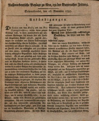 Bayreuther Zeitung Samstag 16. November 1793