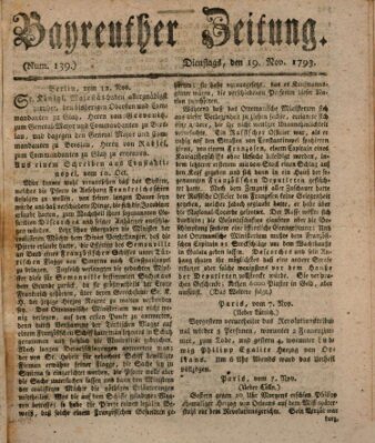 Bayreuther Zeitung Dienstag 19. November 1793