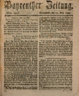 Bayreuther Zeitung Samstag 23. November 1793