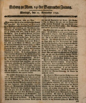 Bayreuther Zeitung Montag 25. November 1793