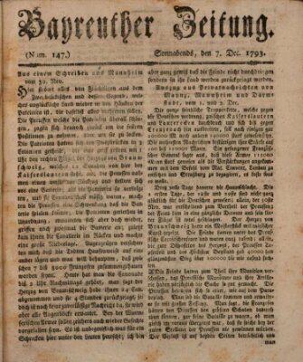 Bayreuther Zeitung Samstag 7. Dezember 1793