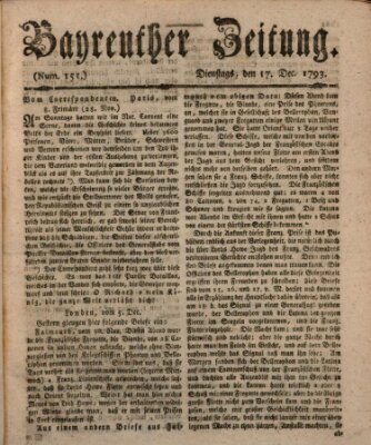 Bayreuther Zeitung Dienstag 17. Dezember 1793