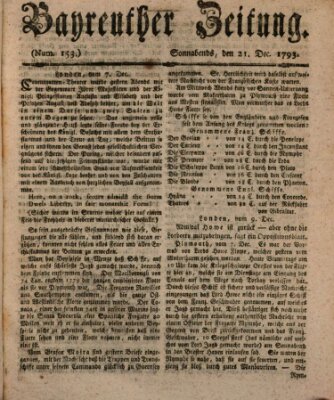 Bayreuther Zeitung Samstag 21. Dezember 1793