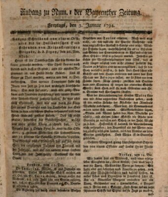 Bayreuther Zeitung Freitag 3. Januar 1794