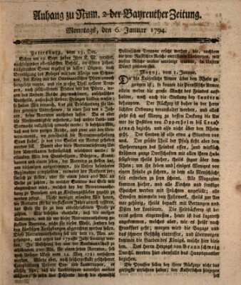 Bayreuther Zeitung Montag 6. Januar 1794