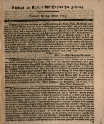 Bayreuther Zeitung Dienstag 14. Januar 1794