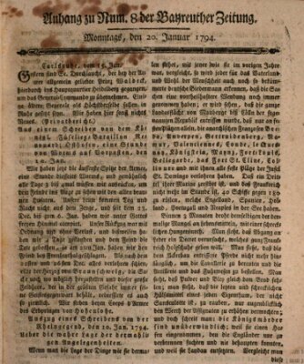 Bayreuther Zeitung Montag 20. Januar 1794