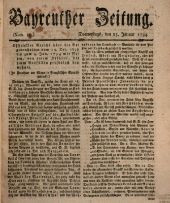 Bayreuther Zeitung Donnerstag 23. Januar 1794