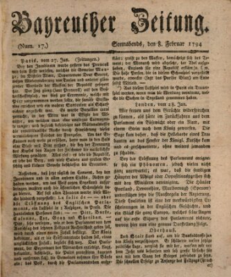 Bayreuther Zeitung Samstag 8. Februar 1794