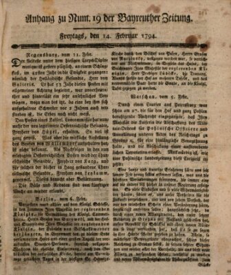 Bayreuther Zeitung Freitag 14. Februar 1794