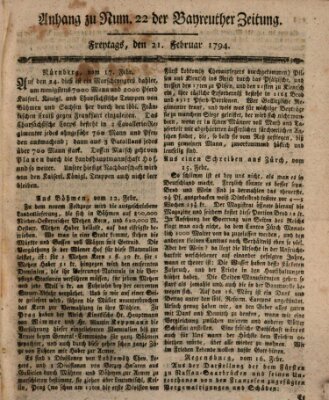 Bayreuther Zeitung Freitag 21. Februar 1794