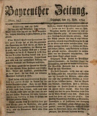 Bayreuther Zeitung Dienstag 25. Februar 1794