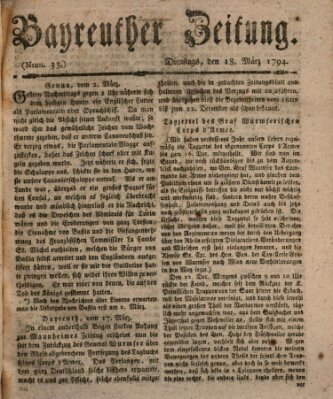 Bayreuther Zeitung Dienstag 18. März 1794