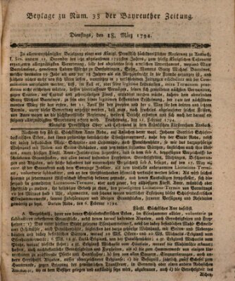 Bayreuther Zeitung Dienstag 18. März 1794