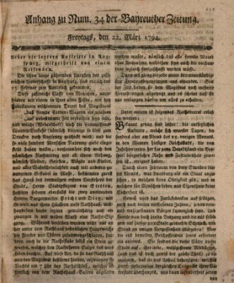 Bayreuther Zeitung Samstag 22. März 1794