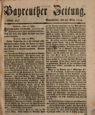 Bayreuther Zeitung Samstag 22. März 1794