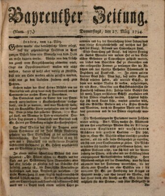 Bayreuther Zeitung Donnerstag 27. März 1794