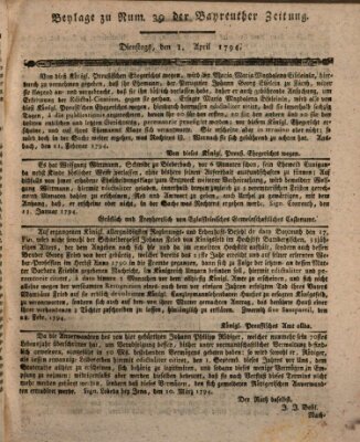 Bayreuther Zeitung Dienstag 1. April 1794