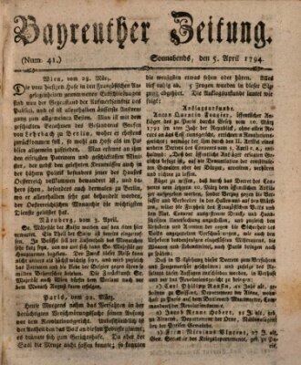 Bayreuther Zeitung Samstag 5. April 1794