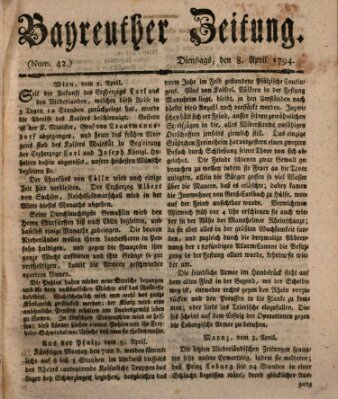 Bayreuther Zeitung Dienstag 8. April 1794