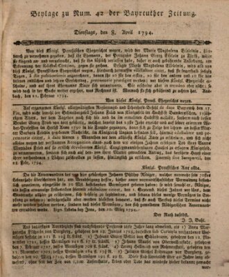 Bayreuther Zeitung Dienstag 8. April 1794