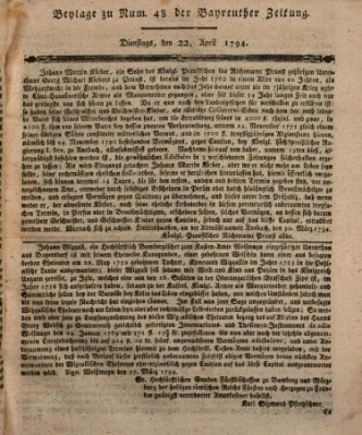 Bayreuther Zeitung Dienstag 22. April 1794