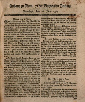 Bayreuther Zeitung Montag 16. Juni 1794