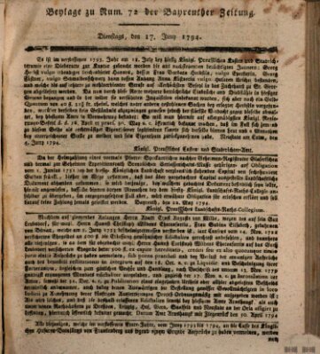 Bayreuther Zeitung Dienstag 17. Juni 1794