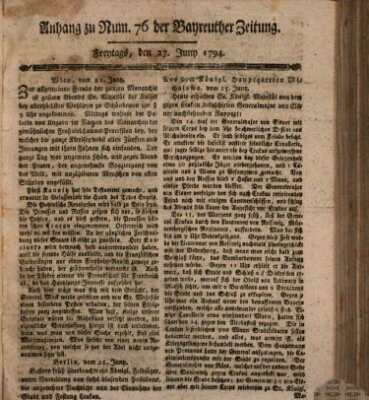 Bayreuther Zeitung Freitag 27. Juni 1794