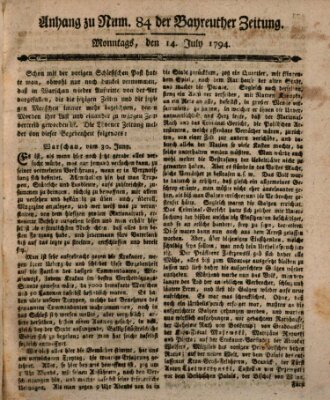 Bayreuther Zeitung Montag 14. Juli 1794