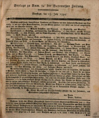 Bayreuther Zeitung Dienstag 15. Juli 1794