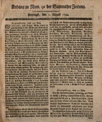 Bayreuther Zeitung Freitag 1. August 1794