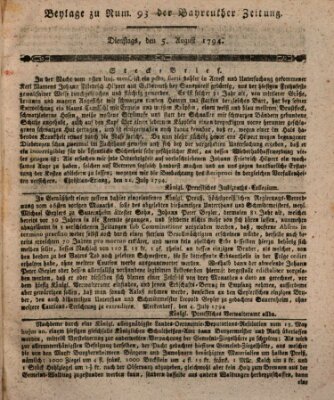 Bayreuther Zeitung Dienstag 5. August 1794