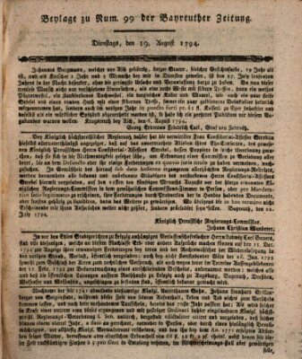 Bayreuther Zeitung Dienstag 19. August 1794