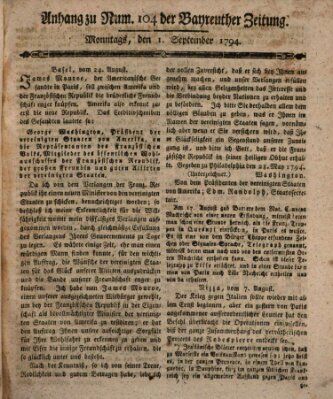 Bayreuther Zeitung Montag 1. September 1794