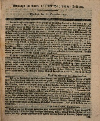 Bayreuther Zeitung Dienstag 2. September 1794