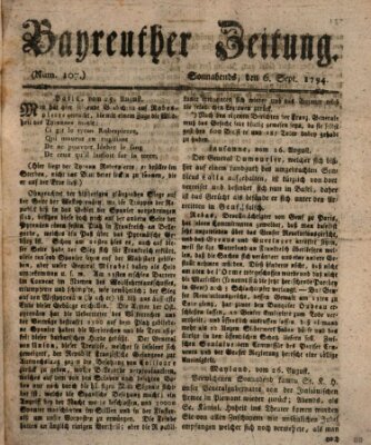 Bayreuther Zeitung Samstag 6. September 1794