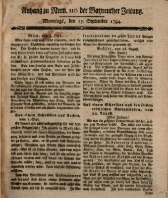 Bayreuther Zeitung Montag 15. September 1794