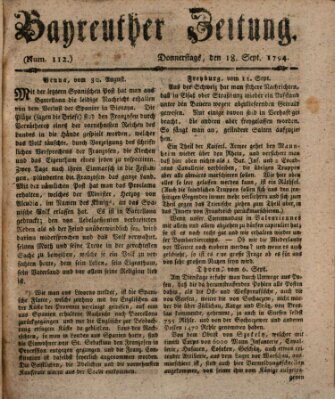 Bayreuther Zeitung Donnerstag 18. September 1794