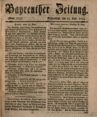 Bayreuther Zeitung Donnerstag 25. September 1794