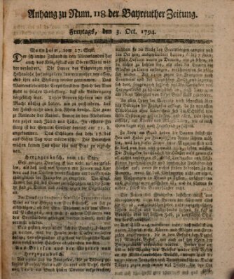 Bayreuther Zeitung Freitag 3. Oktober 1794