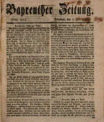 Bayreuther Zeitung Dienstag 7. Oktober 1794