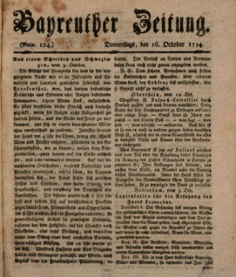 Bayreuther Zeitung Donnerstag 16. Oktober 1794