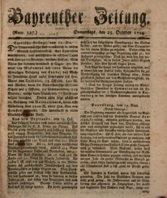 Bayreuther Zeitung Donnerstag 23. Oktober 1794